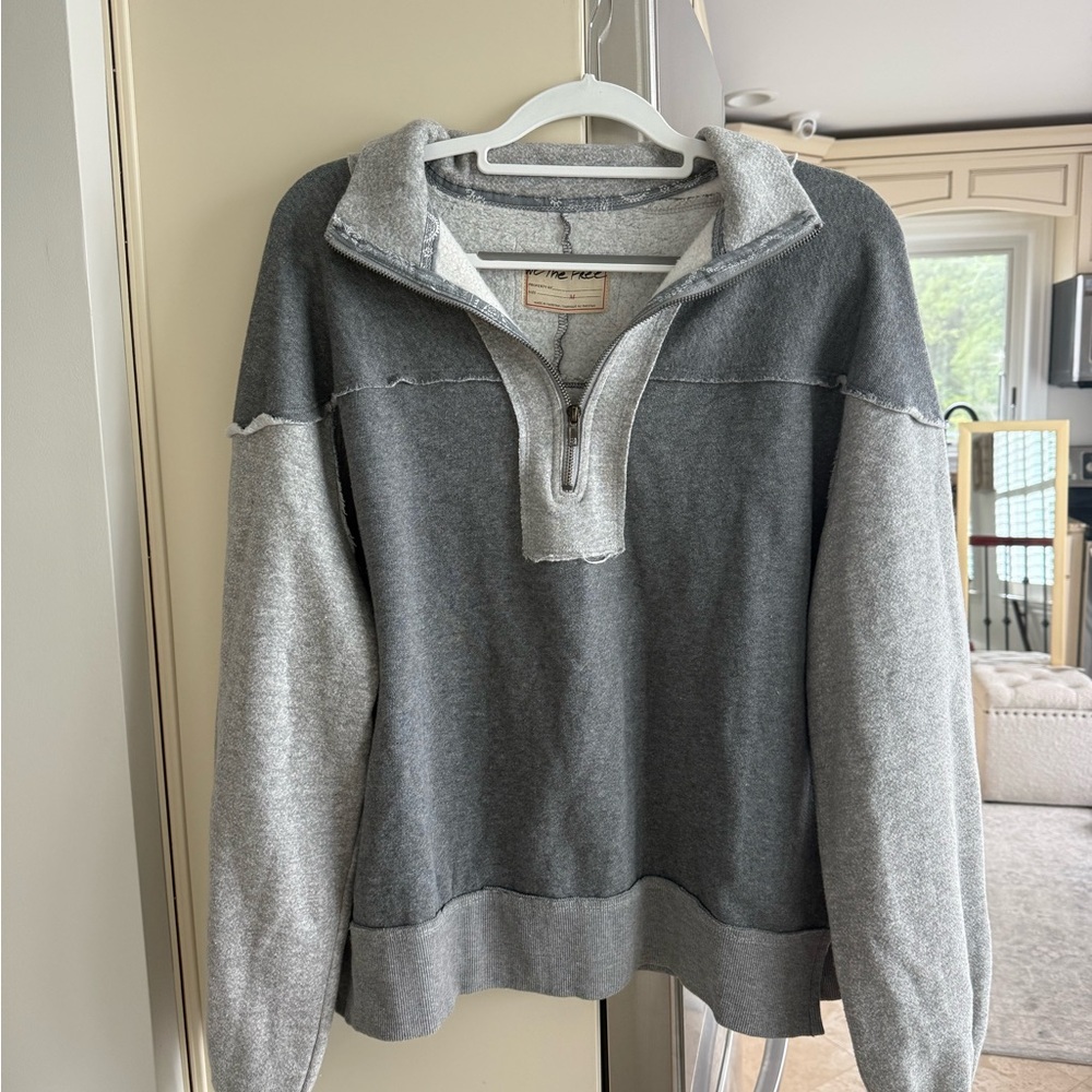 We The Free Gray Quarter-Zip Sweatshirt